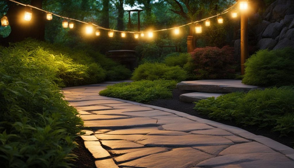 lighting options for interlocking and flagstone pathway