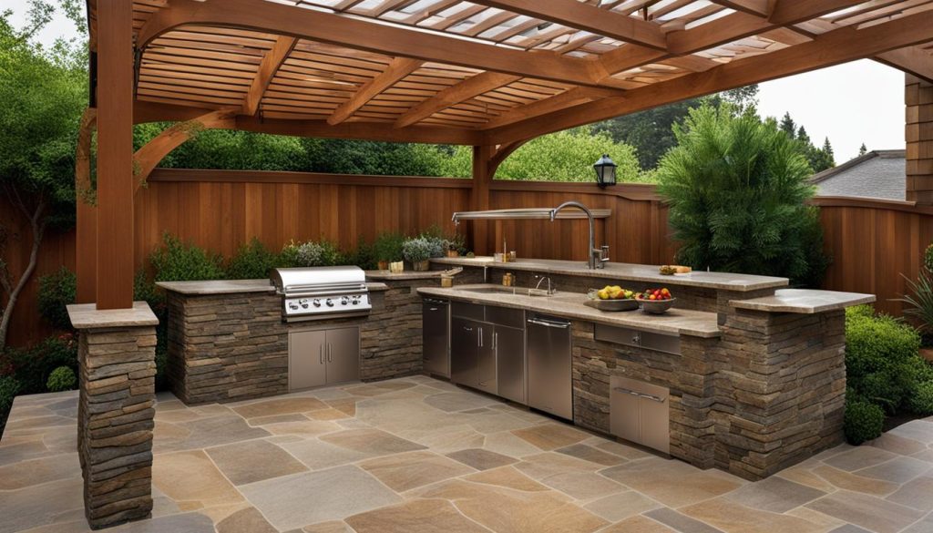 outdoor kitchen spaces interlocking countertops