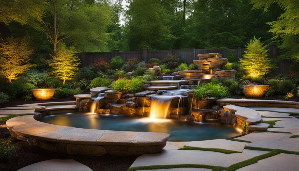 outdoor spaces with water features