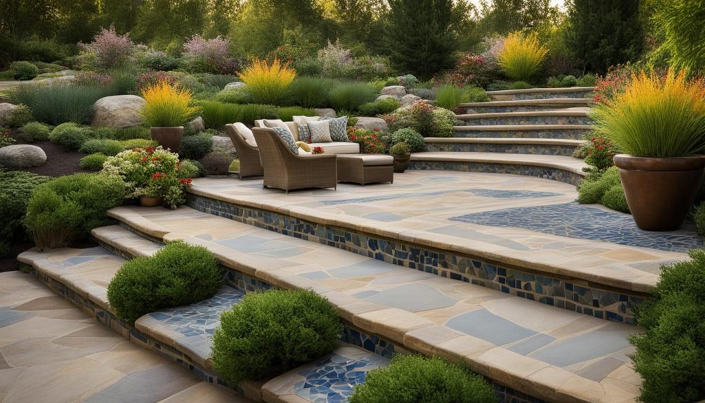 personalized touches on interlocking and flagstone steps