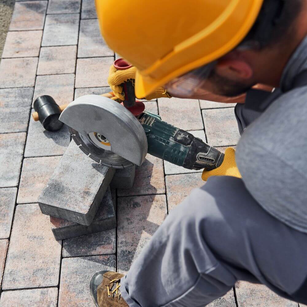 Interlocking paver cutting